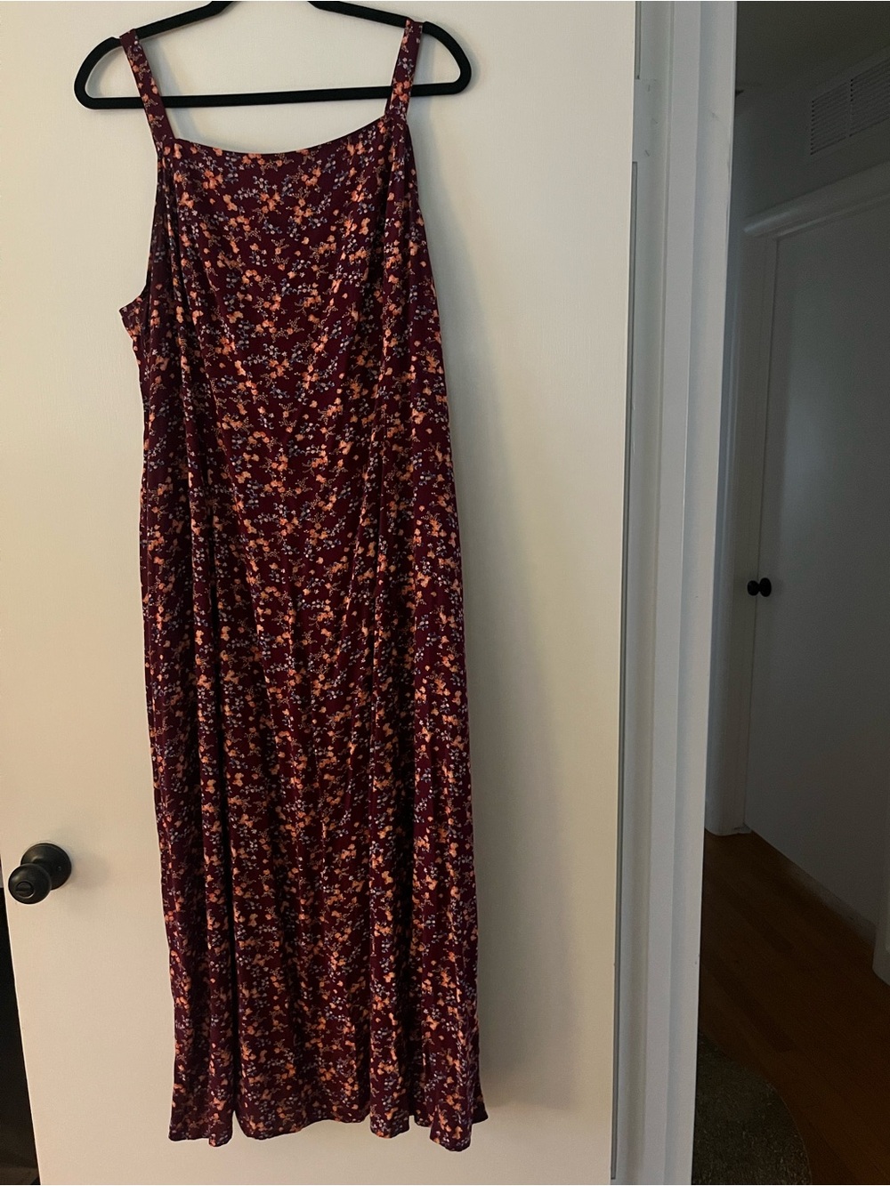Old Navy Burgundy Floral Spaghetti-Strap Maxi Dress